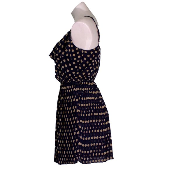 Forever 21 Blue & Gold Polkadot Mini Strappy Dress sz m - Picture 2 of 5